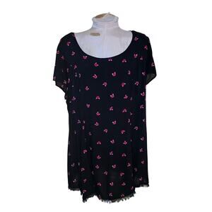 Torrid Womens Fox Print Top Tunic Size 1‎ Black